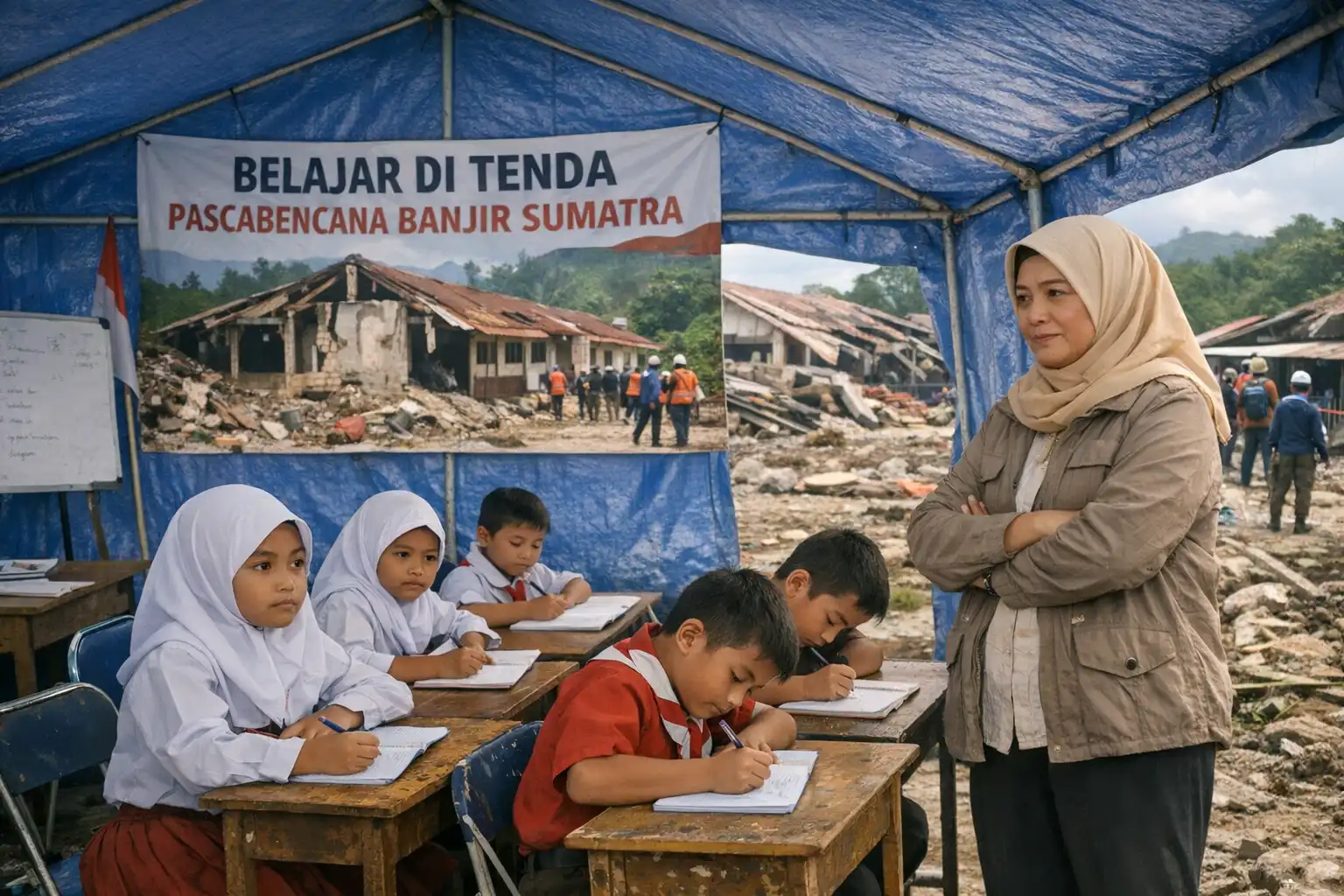 Anggota DPR Soroti Siswa di 99 Sekolah Banyak Yang Masih Belajar di Tenda Pascabencana Banjir Sumatra