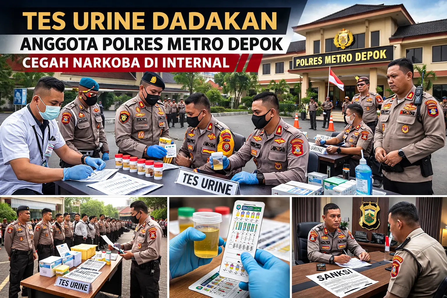 Cegah Narkoba di Internal, Anggota Polres Metro Depok Jalani Tes Urine Dadakan